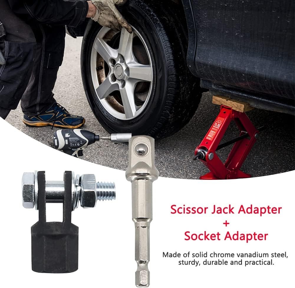 1/2 Inch Car Scissor Jack Adapter Chrome Vanadium Steel Drive Impact Wrench Tool