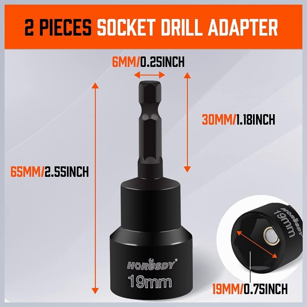 2-Pieces RV Leveling Scissor Jack Socket Drill Adapter, 1/4 Inch Hex Shank, F…