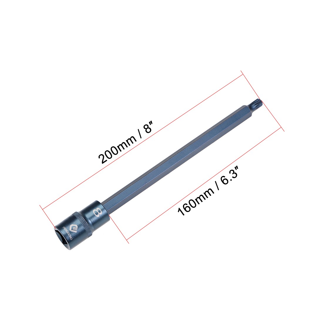 1/2-Inch Drive x M8 Triple Square Spline Bit Socket Metric Extra Long 8″ Length