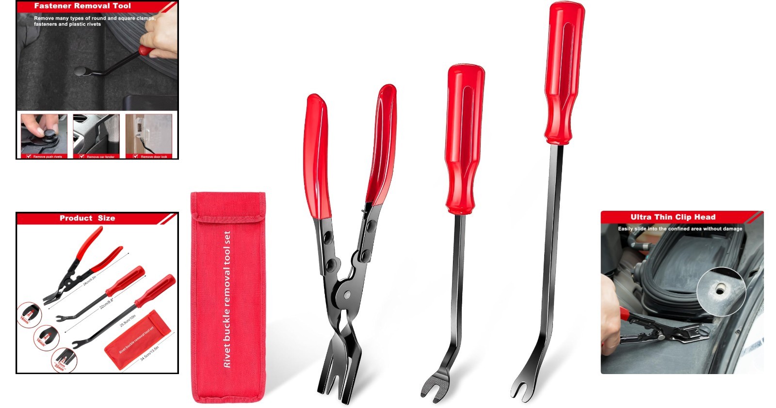 Ergonomic 3-Piece Fastener Removal Tool Set for Automotive and Bike Maintenance