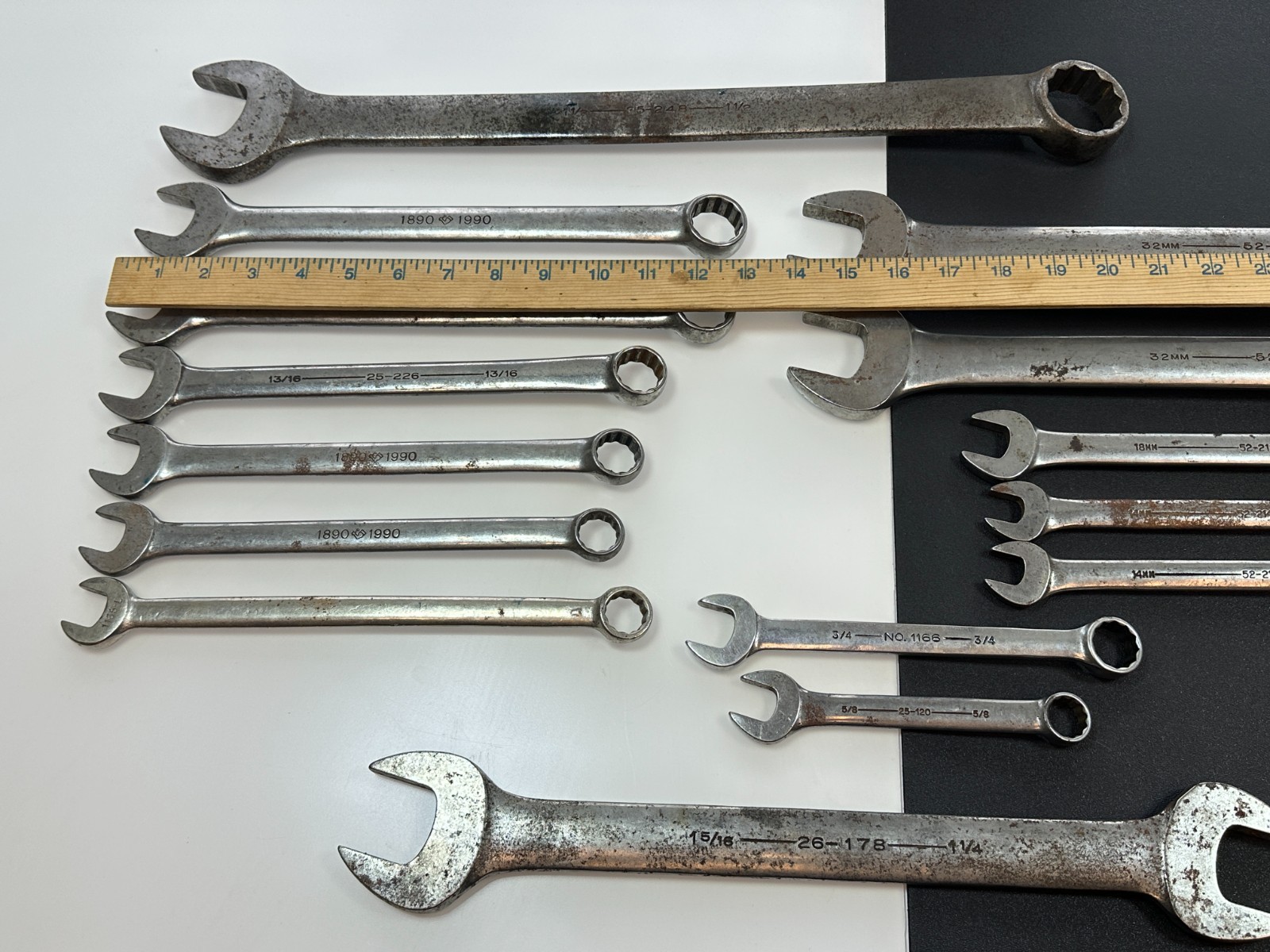 🇺🇸Armstrong Tools USA 16pc Mixed Wrench Lot Including 1-1/2 & 32mm Large Sizes