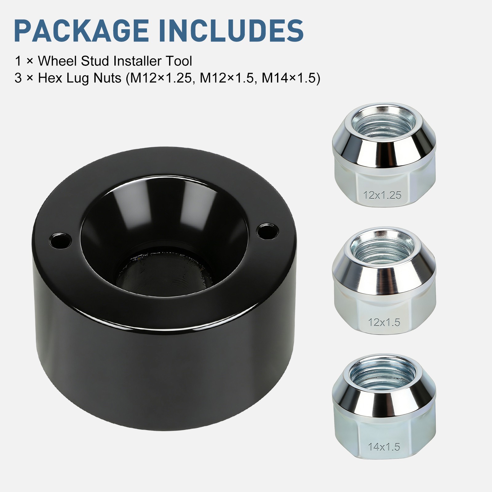 4PCS Universal Wheel Stud Installation Tool w/ 3/4″ Hex Lug Nuts for Auto Repair