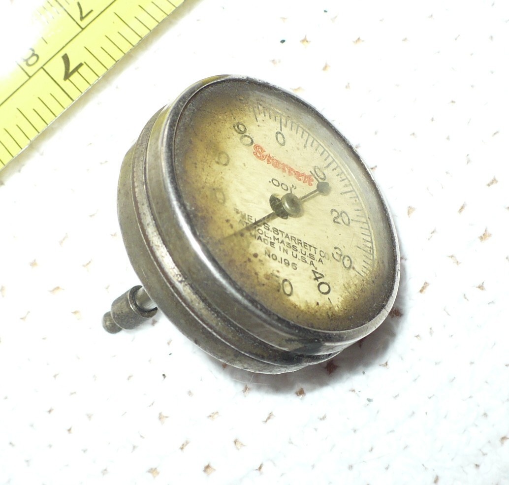 Vintage Collectible Starrett No. 196 Dial Indicator Patent Nbrs Engraved on Back