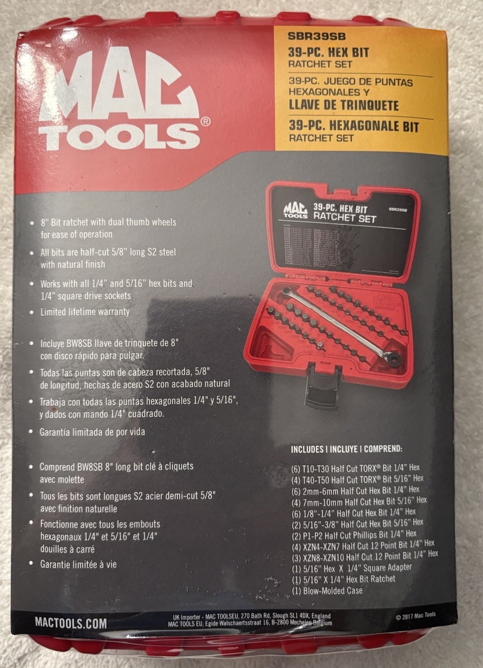 Mac Tools 39 Pc. Hex Bit Ratchet Set w/Case