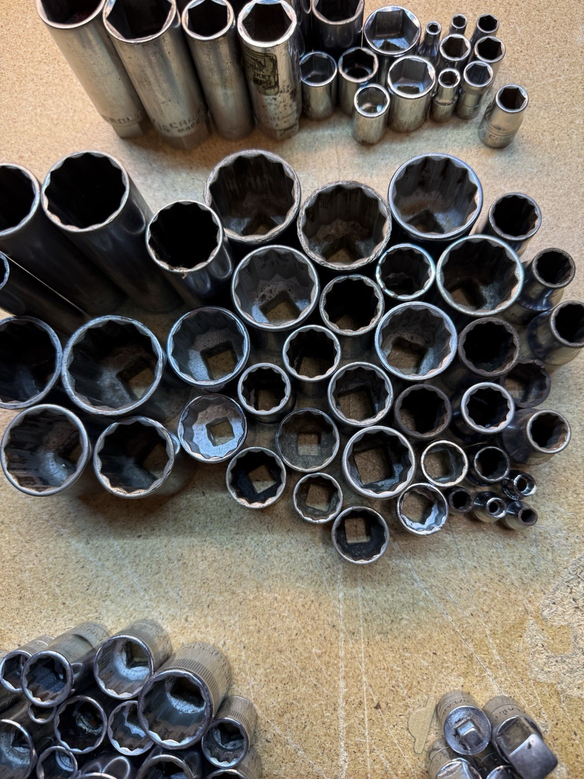 Lot Of 90 + Craftsman Sockets Assorted Sizes SAE METRIC 1/2 3/8 1/4 Drives Read