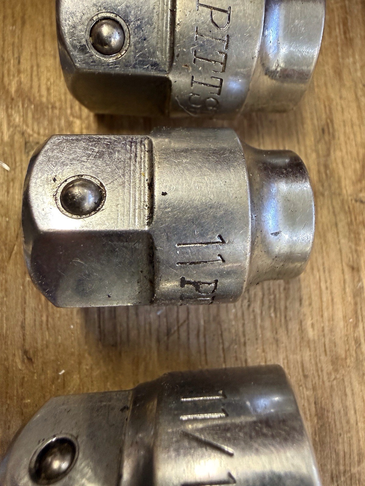 Good Used 3 Piece Pittsburg Pass Thru Sockets Sizes 11mm, 13mm, & 11/16”