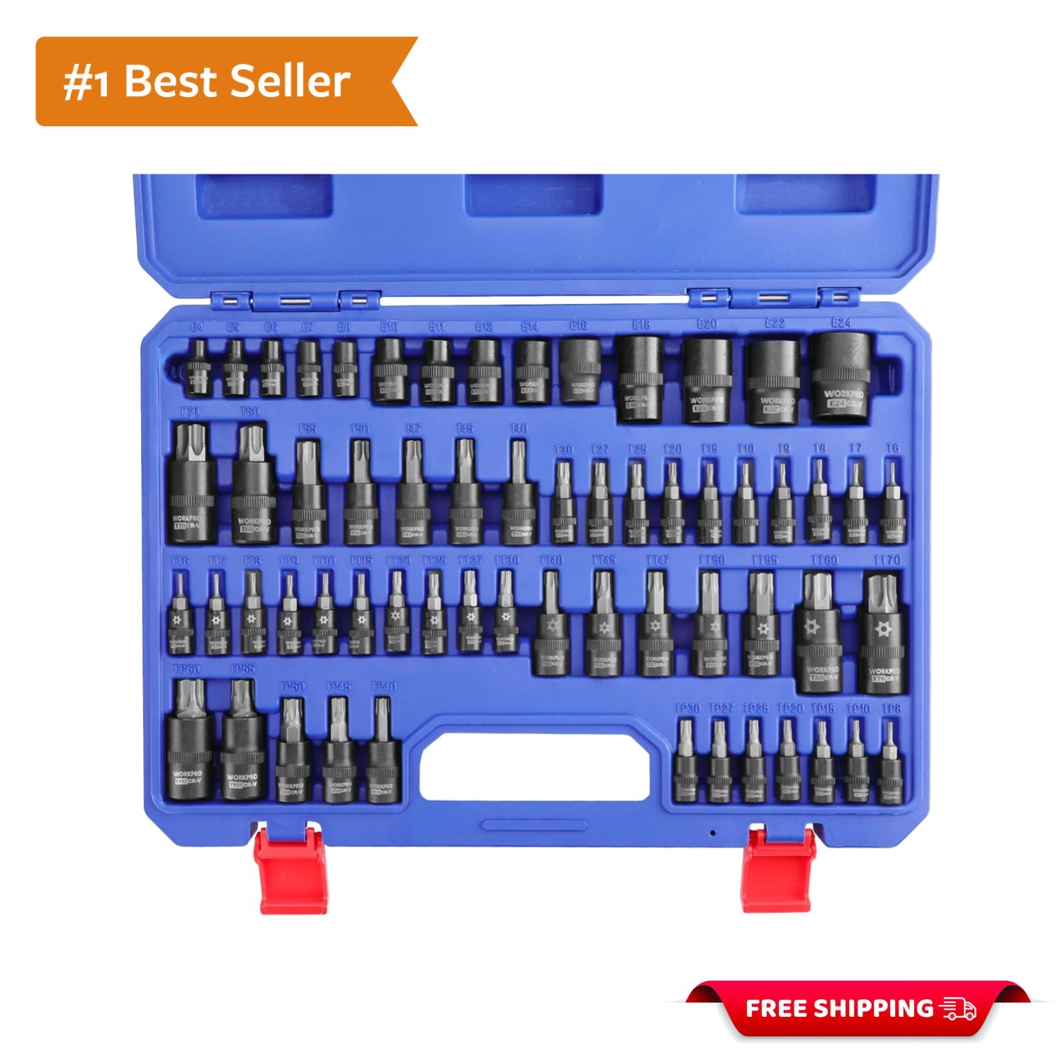 60-piece Master Torx Bit Socket and External Torx Socket Set, 1/4″, 3/8″, 1/2…