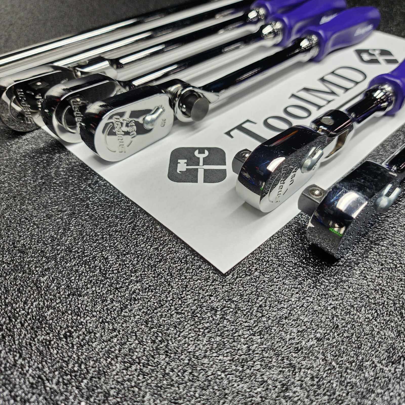 Snap-on Tools NEW 7pc DARK PURPLE Hard Handle 3/8″ Drive Fixed Flex Ratchet Set