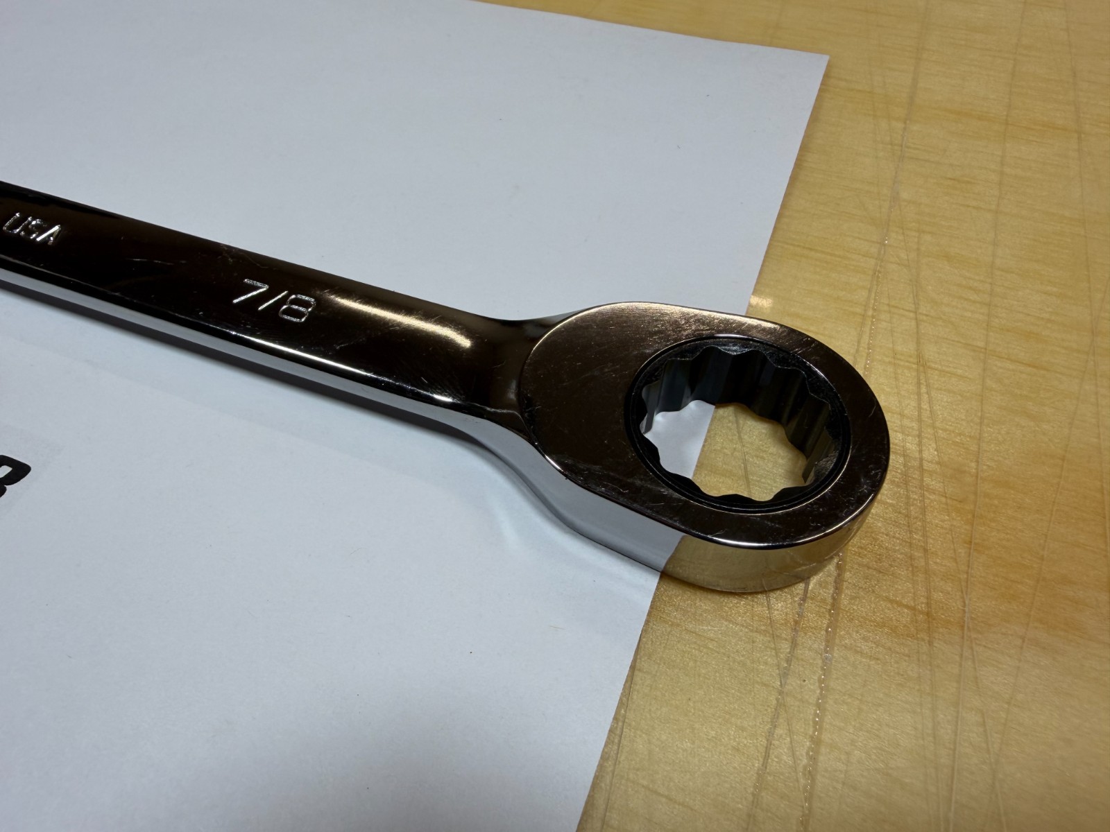 Snap-on Tools USA NEW 7/8″ SAE 0° Non-Reversing Ratcheting Combo Wrench OXR28