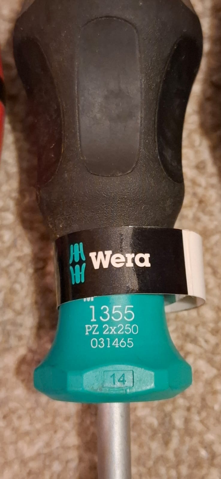 Wera Kraftform Plus 1355 PZ2 Pozi Screwdriver PZ2x250mm 250mm 031465