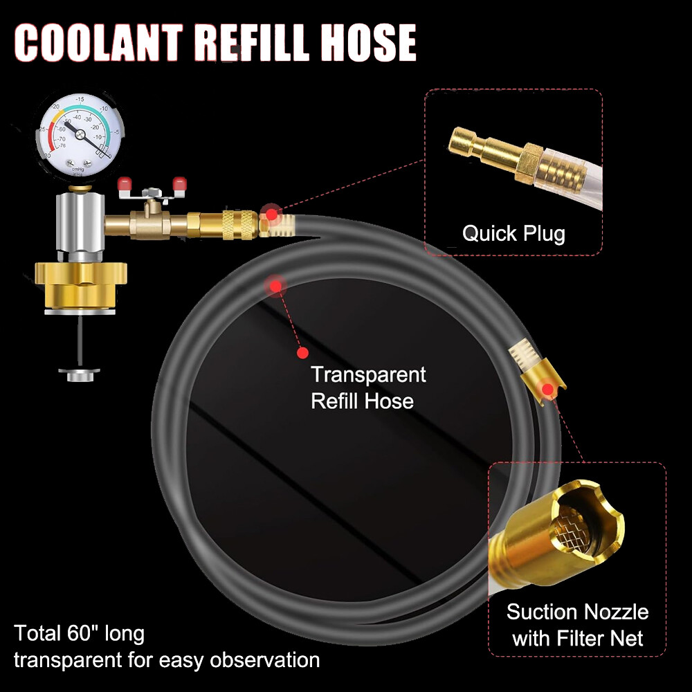 Auto Coolant Vacuum Kit Cooling System Vacuum Radiator Kit Refill + Purging Tool