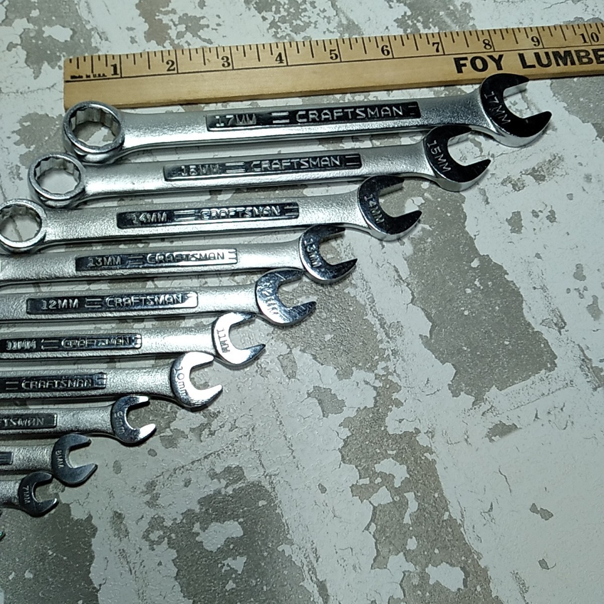 Vtg Craftsman USA VA Series 11 pcs Metric -VV- Combination Wrench Set 17-6 mm