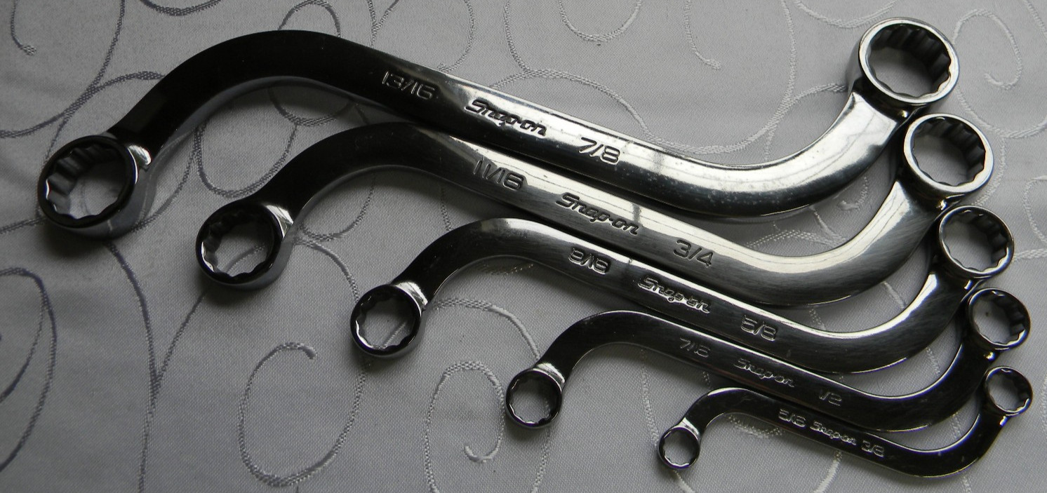 SNAP-ON 5PC SAE 12PT SAE FLANK DRIVE S-SHAPED BOX WRENCH SET 5/16″-7/8″ #SBX605