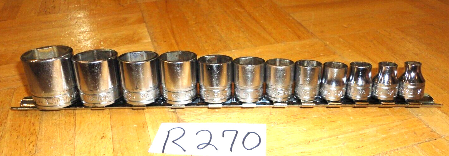 SNAP-ON TOOLS 12 PIECE 3/8 DR. SAE. SHORT CHROME 6 PT. SOCKET SET 211FSY + 15/16
