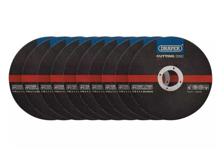 10x Draper 115mm 4 1/2″ Thin Metal Cutting Blade Disc Steel Angle Grinder 94771