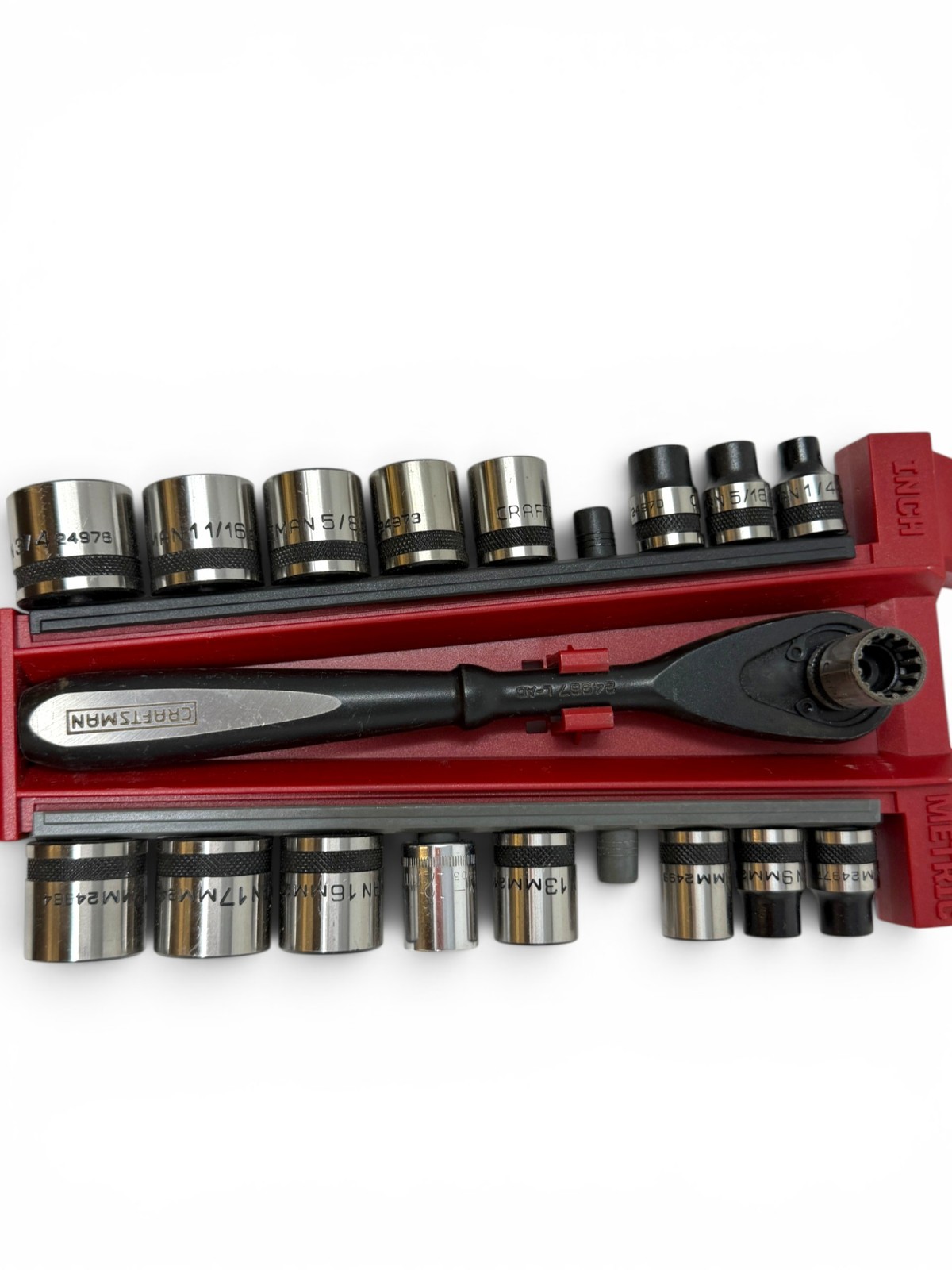 Craftsman 24967 L-AC Universal Ratchet Wrench & Socket Combo Set Lot, 18 Pcs
