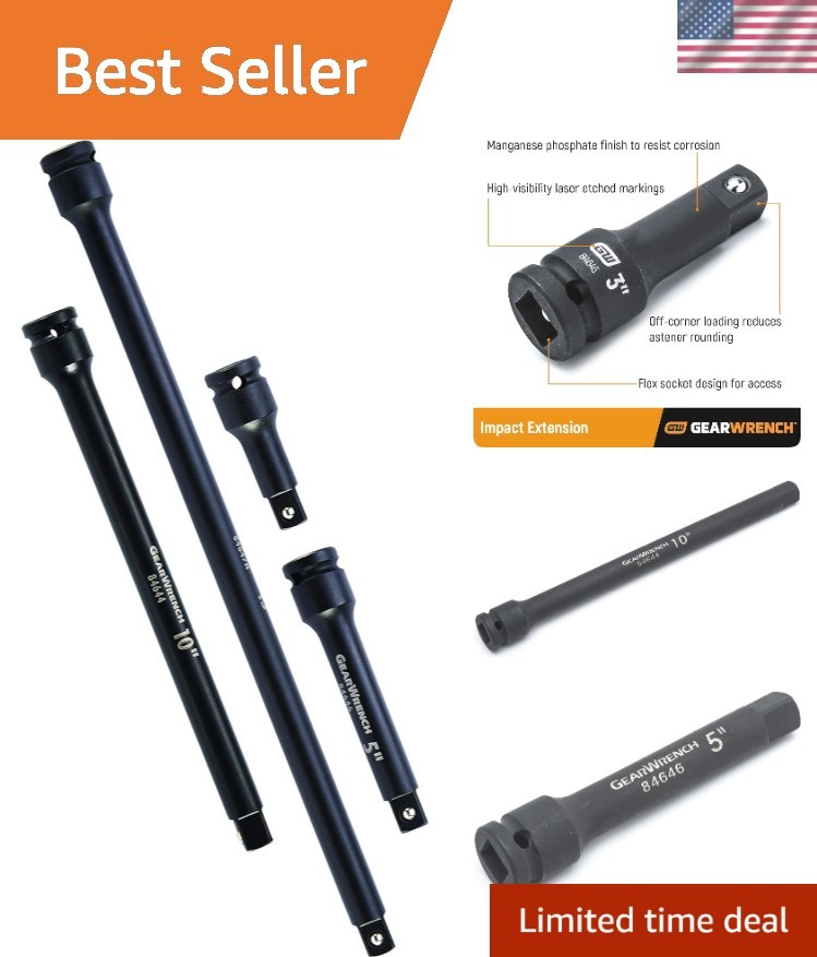 Manganese Phosphate Finished 4-Pc Impact Extensions – Reduce Fastener Rounding