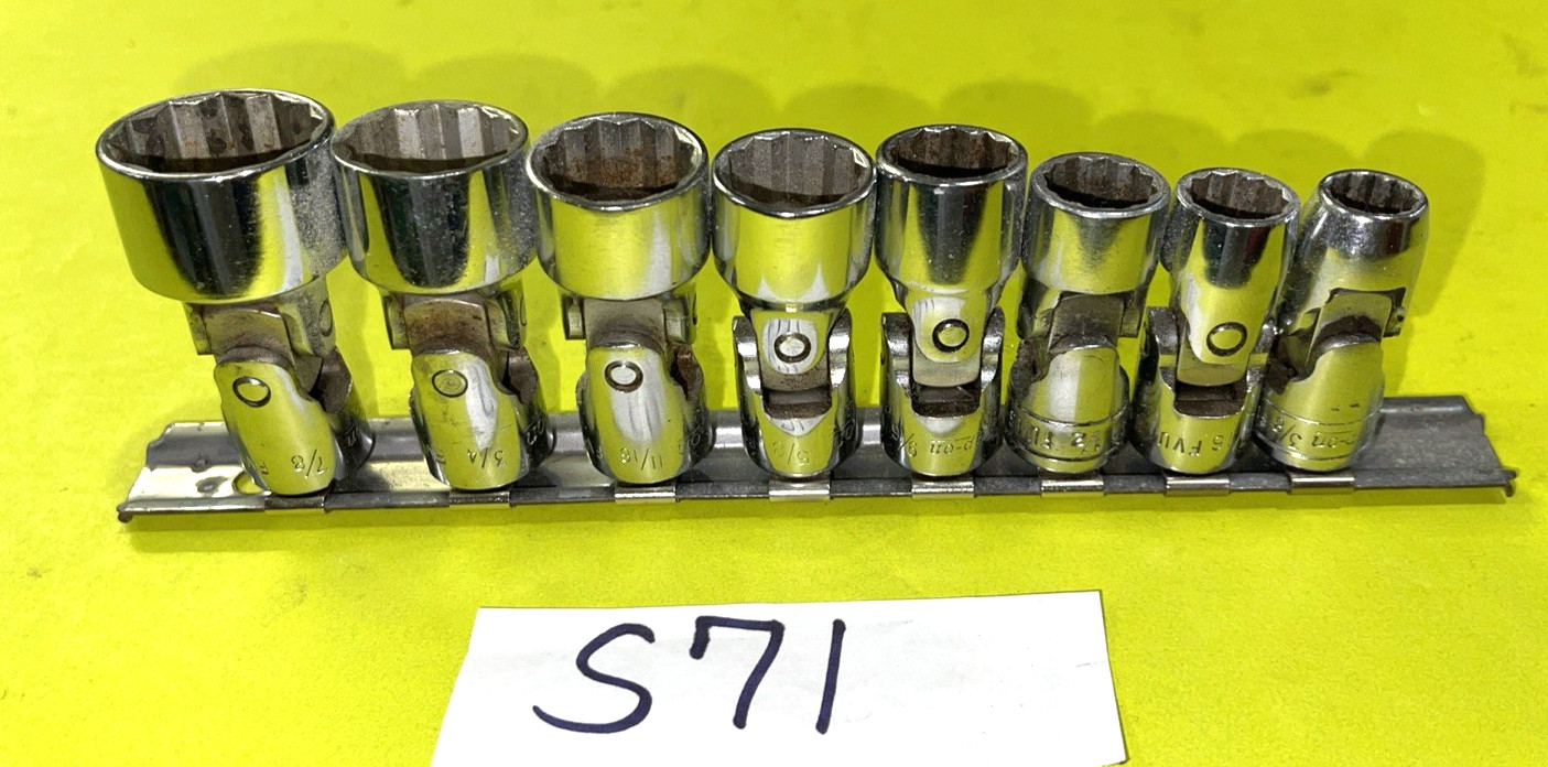 SNAP-ON TOOLS 8 PIECE 3/8 DRIVE SAE. SHALLOW SWIVEL SOCKET SET