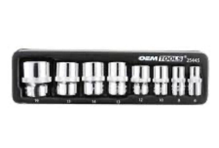 25445 OEMTOOLS Drive Sockets Set of 8- 3/8″ Drive 6, 8, 10, 12,13, 14, 15, 19mm