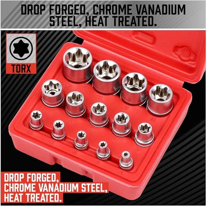 SEDY 14-Pieces Female E-Torx Star Socket Set. NEW BOXED