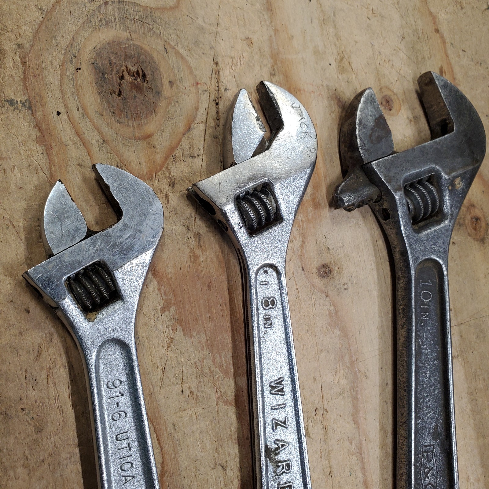 Adjustable Wrench Lot of 3, 10″ to 6″Proto, Wizard, Utica USA tools