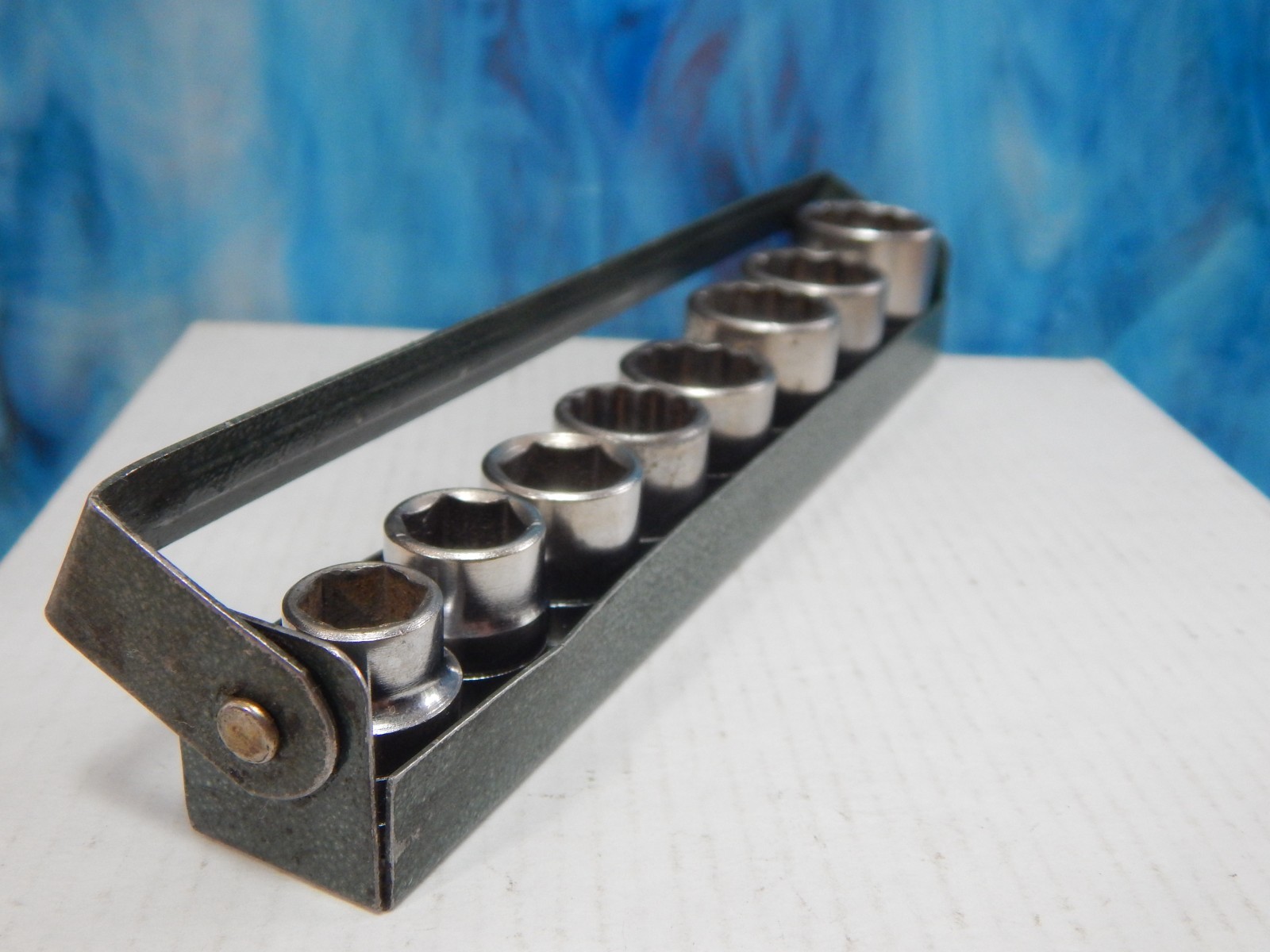 S-K tools 3/8 dr. socket set 8 piece ,carry tray, Vintage SAE Shallow, 3/8-13/16
