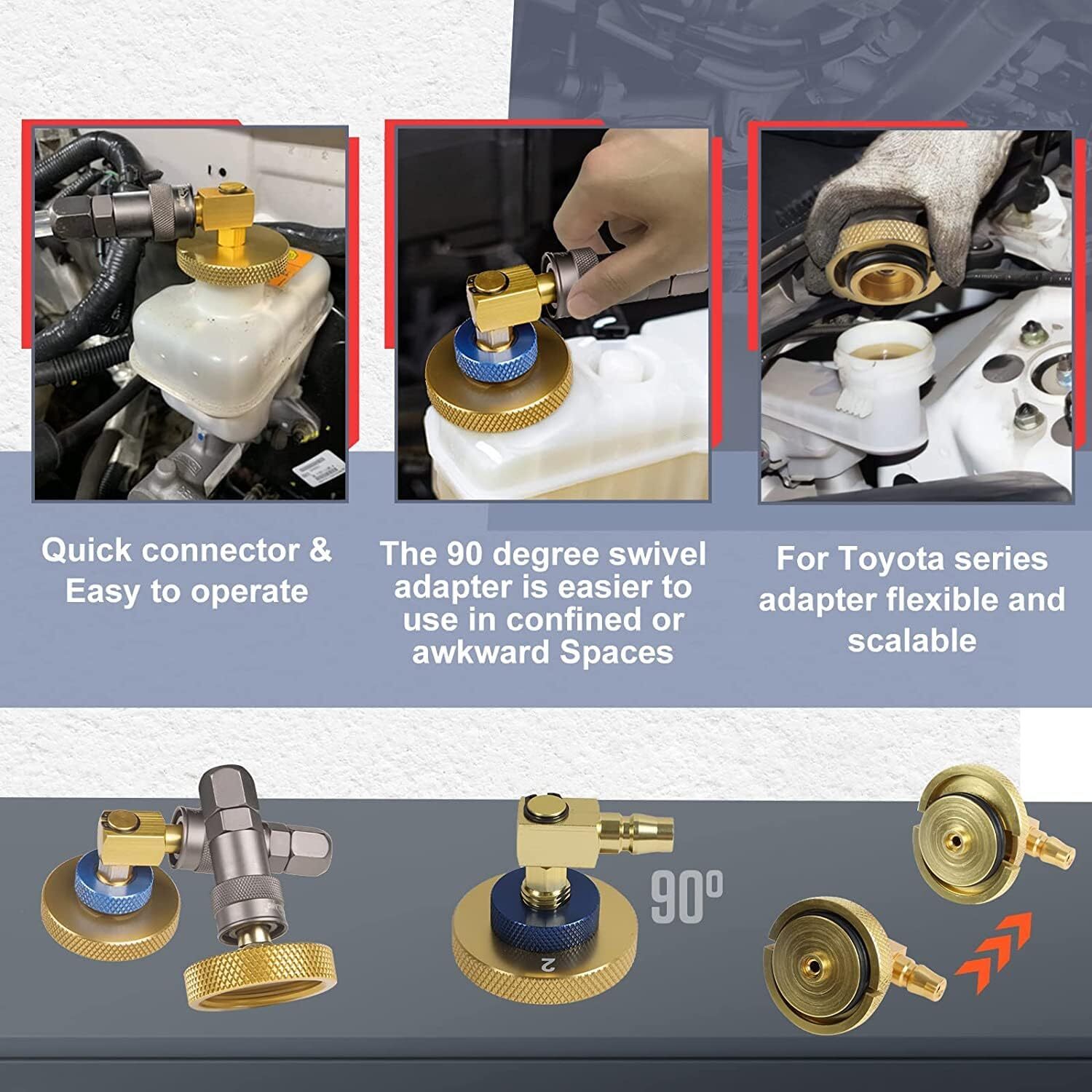 Universal Master Cylinder Brake Bleeder Adapter Kit for Brake Fluid Bleeding