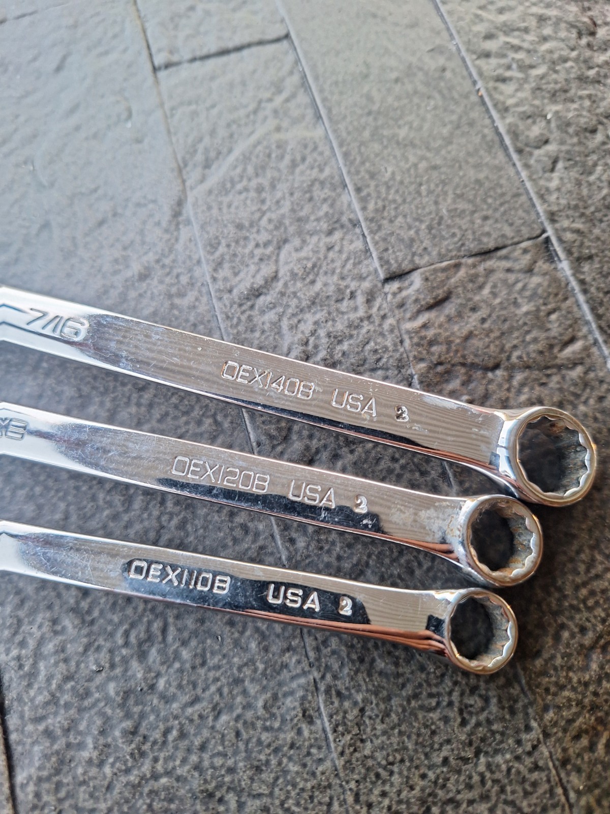 Snap On 3 Piece Lot Of Combination Wrenches OEX120 110 140 7/16 3/8 11/32 USA