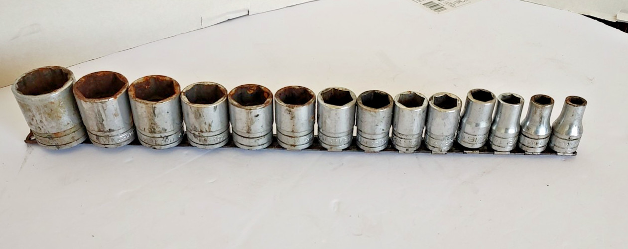 Snap On Tools 14 pc 1/2″ Drive 6 Point SAE Shallow Socket Set 3/8″- 1-1/4″