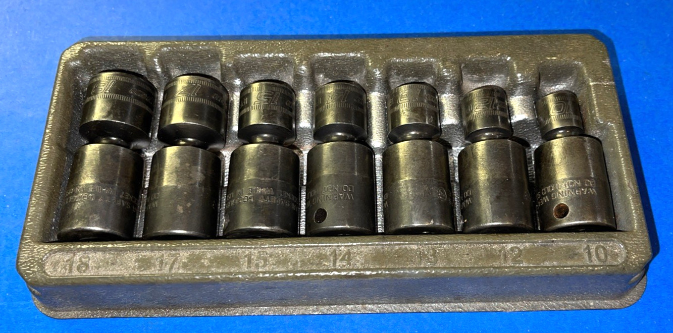 SNAP-ON TOOLS 7 PIECE 3/8 DRIVE METRIC SHORT SWIVEL IMPACT SOCKETS 207IPFM