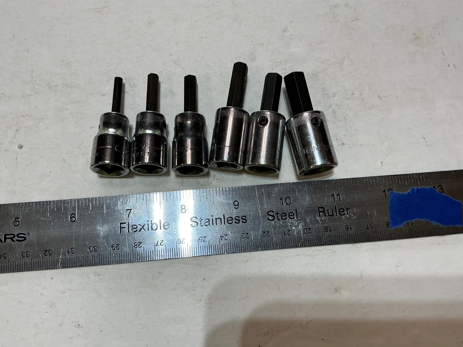 Vtg Craftsman 6pc Metric Hex Bit Socket Set 34322 Made in USA 4-8mm, 10mm -V-
