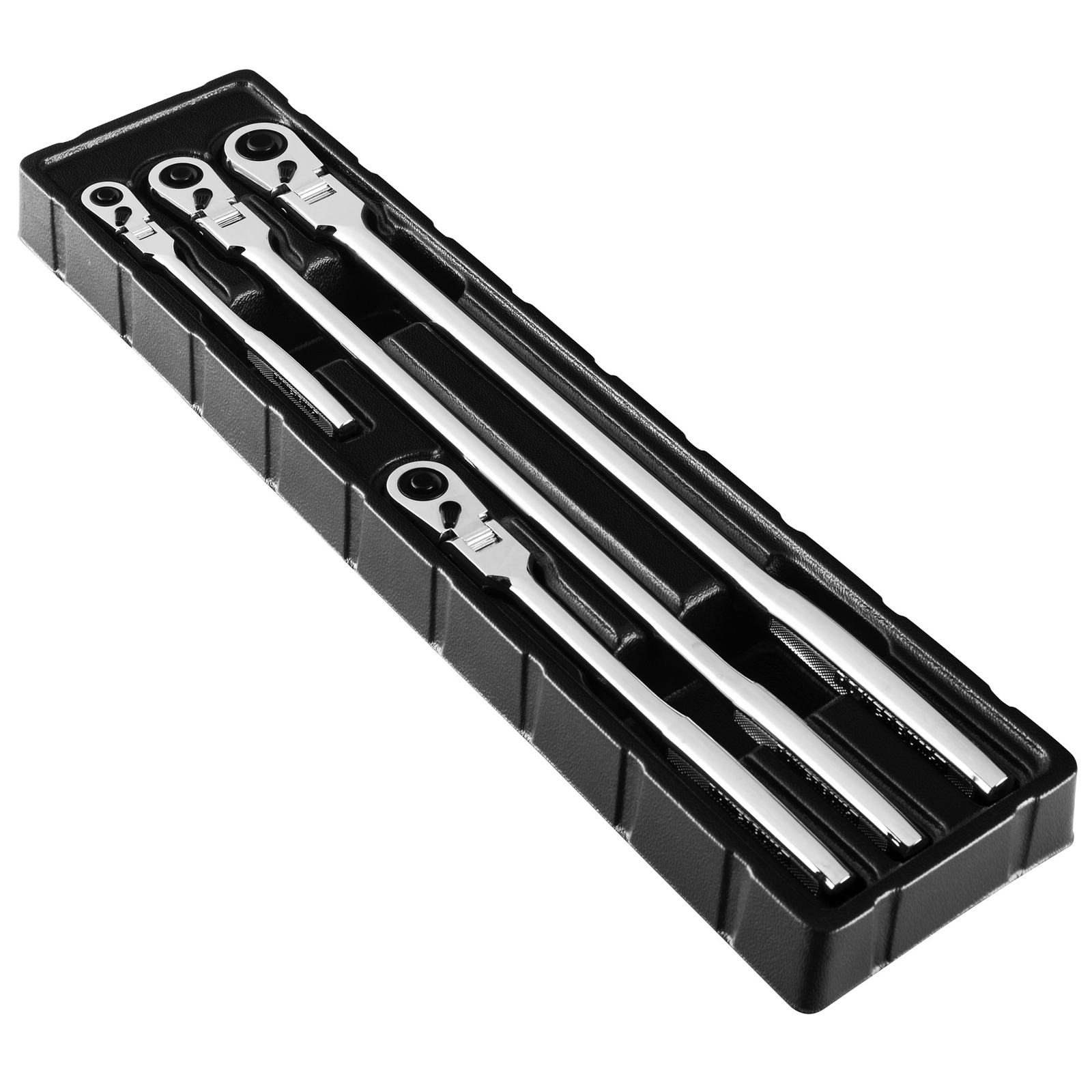 Powerbuilt 4 Piece 72 Tooth Pro Tech Long Reach Flex Head Ratchet Set with