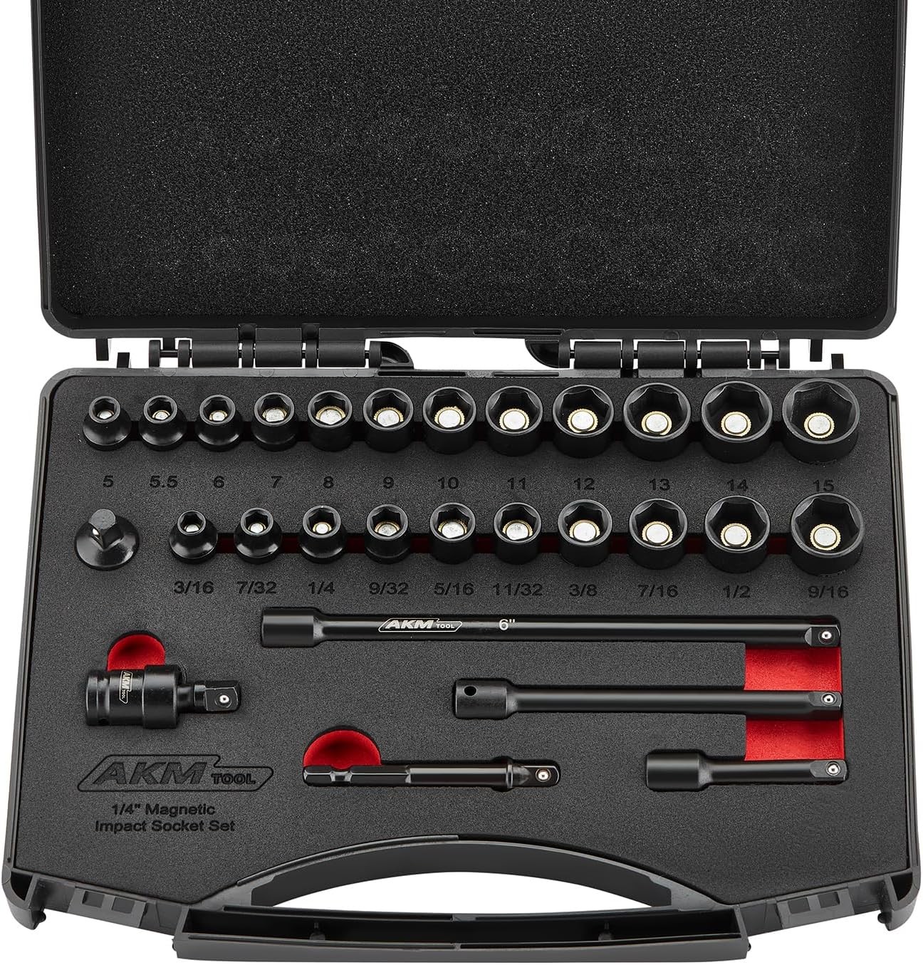 1/4 Inch Drive Magnetic 28PCS 1/4" SAE/Metric Impact Socket Set