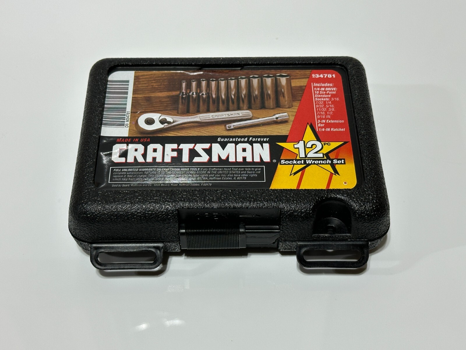 Craftsman Tools USA 34781 NEW 12pc SAE 1/4’ Drive Socket Ratchet Set – 6 Point
