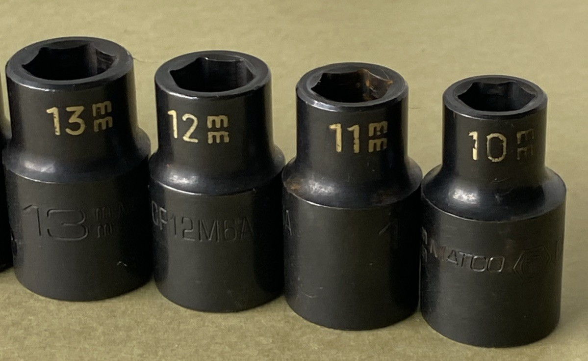 Matco Tools 13-Piece CP Series 1/2″ Drive Metric 6-Point Impact Socket Set USA