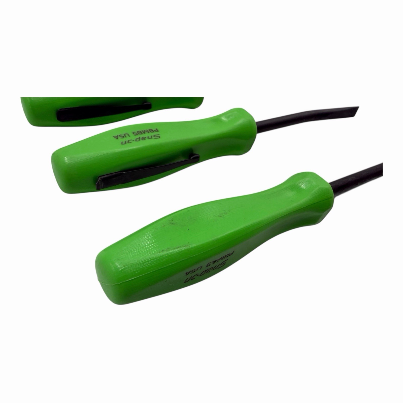 Snap On Tools Mini Pocket Pry Bar Set 3 piece Green 5 inch Straight Bent 90