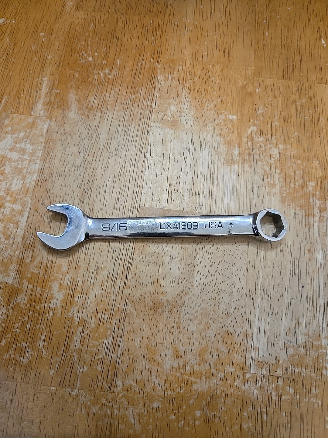 Snap On 9/16″ 6PT Chrome Angle Head Short Combination Wrench OXA180B