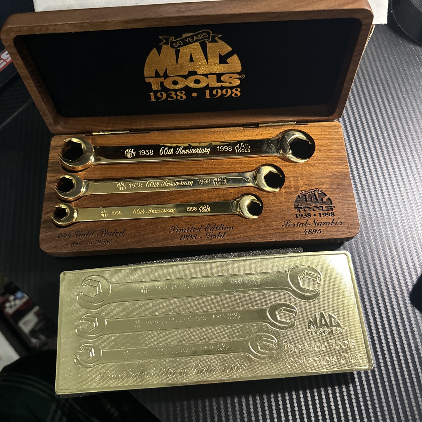 Mac Tools 1998 24K Gold Plated FLATE Nut Line Wrench Set 60th Anniversary #4895