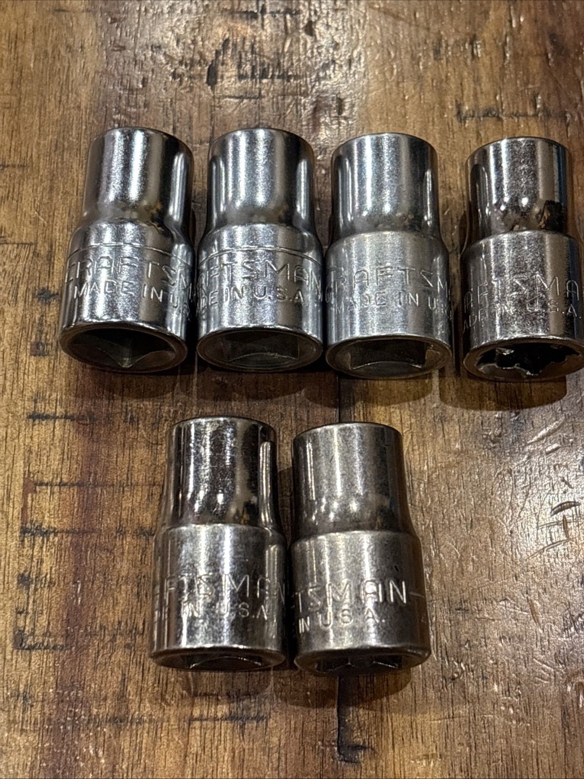 Craftsman 1/2” Shallow Sockets 8 Piece 1/2” Drive 6 Point & 12 Point USA SAE VGC
