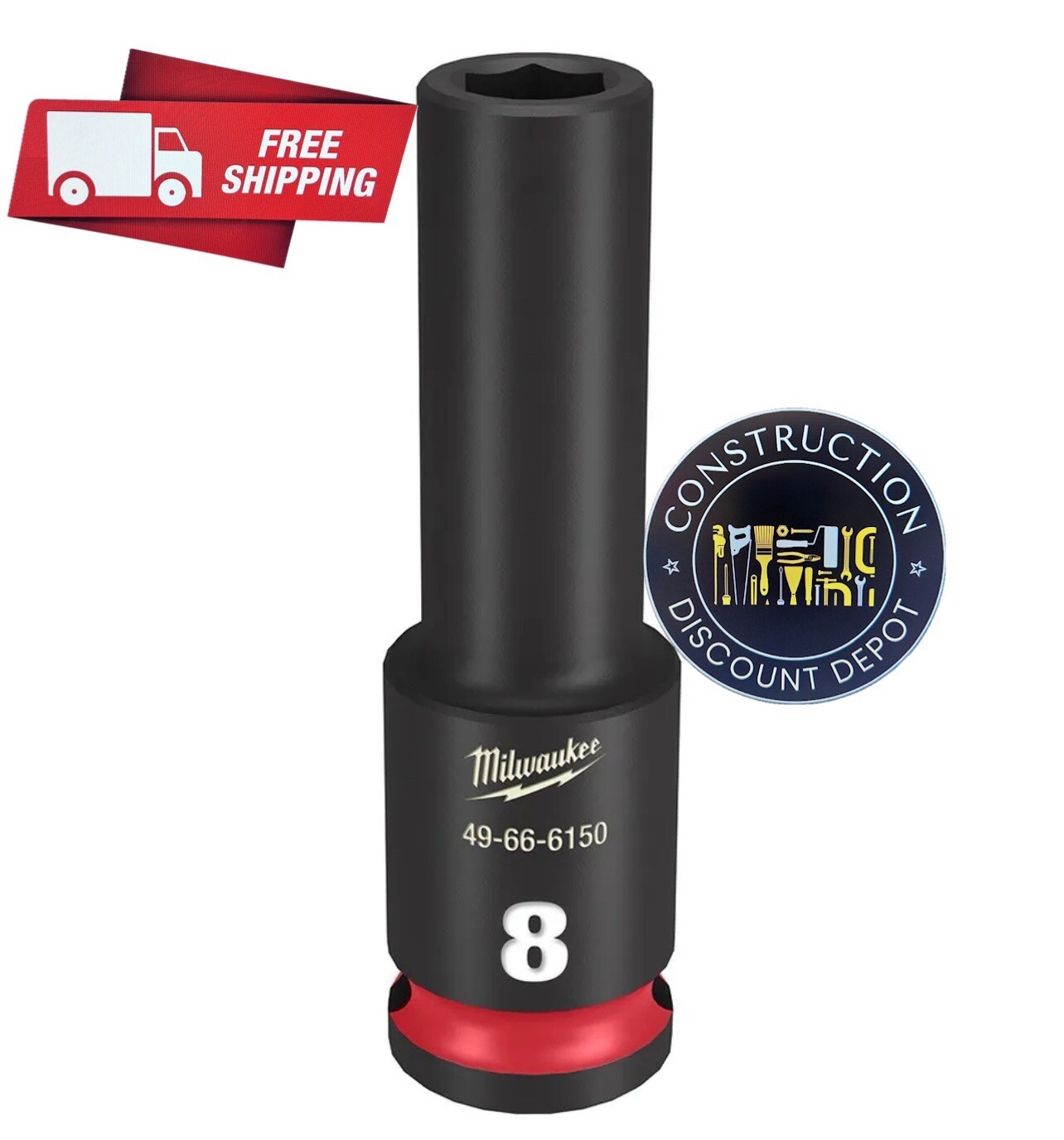 Milwaukee 49-66-6150 SHOCKWAVE Impact Duty 3/8 Drive 8mm Deep 6 Point Socket