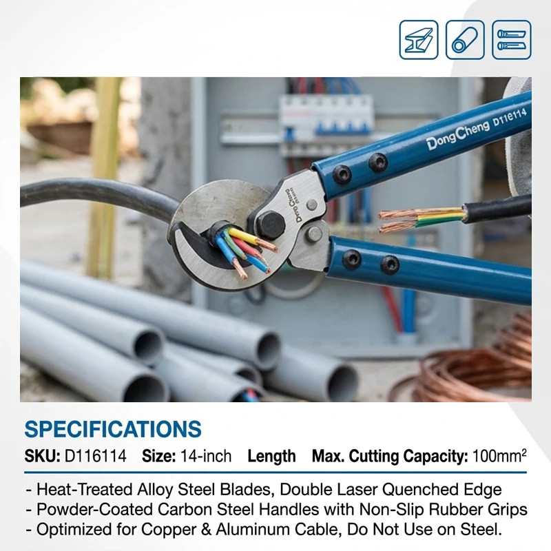 Cable Cutter Forged Laser Quenched Cu/Al Wire Scissors Handle Alloy Steel Pliers