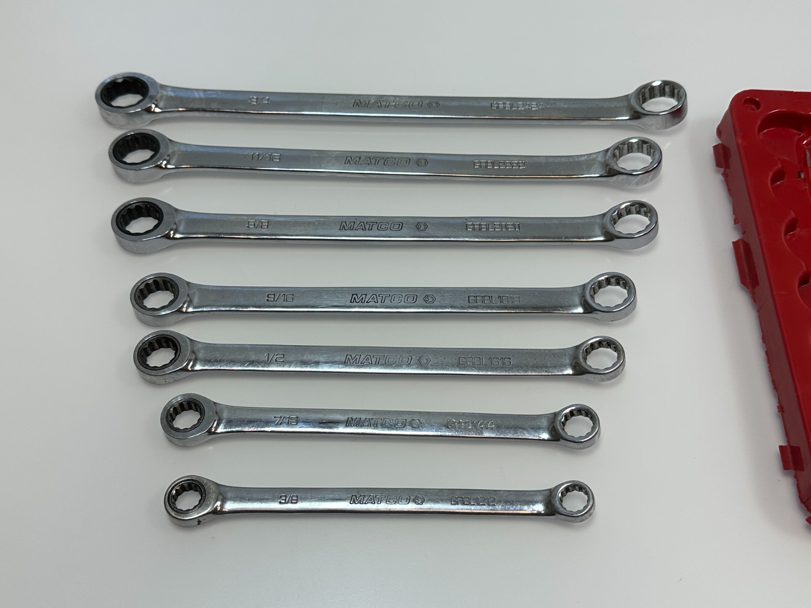 🇺🇸 Matco Tools USA SGRBL7T Pro Swing 7pc Box End Ratcheting Wrench Set, 12 Pt.