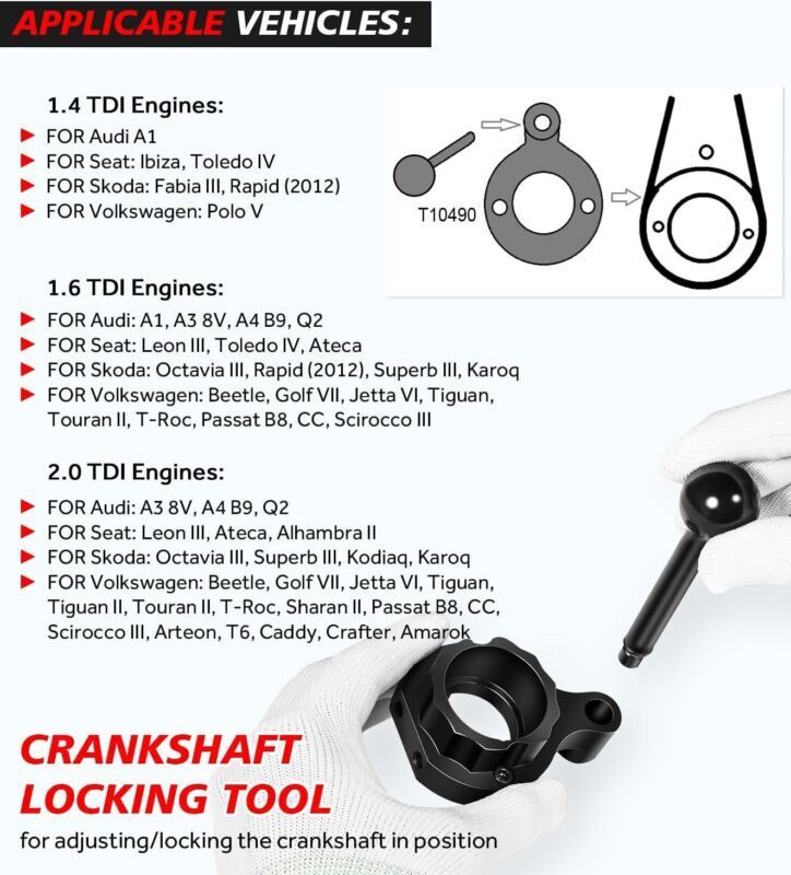 Timing Belt Tool Kit Fit for 2015+Volkswagen Jetta TDi, Golf TDi,TDI EA288 3830