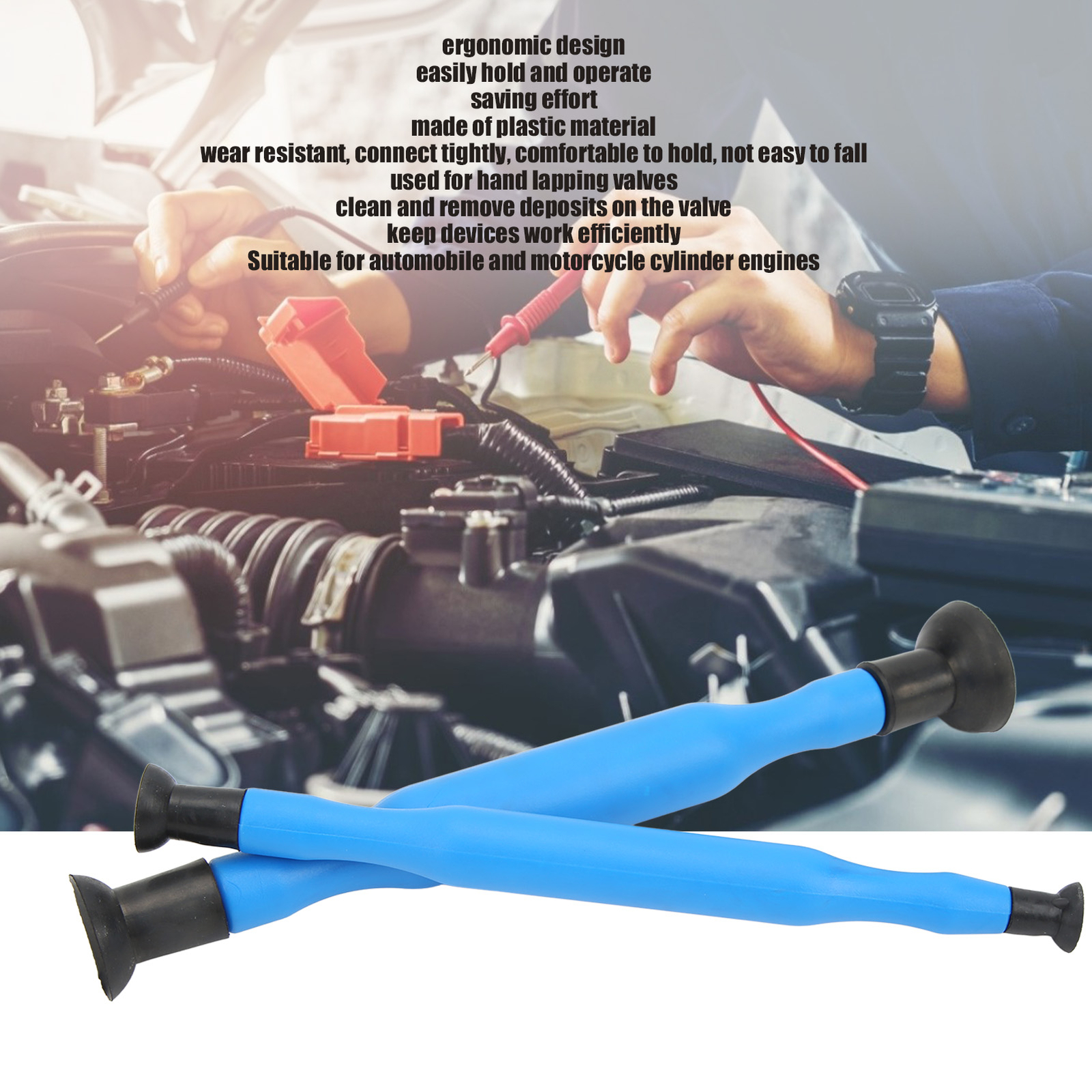 2 Pcs Valve Grinding Lapping Stick Tool & Double Ended Sucker For Automobile