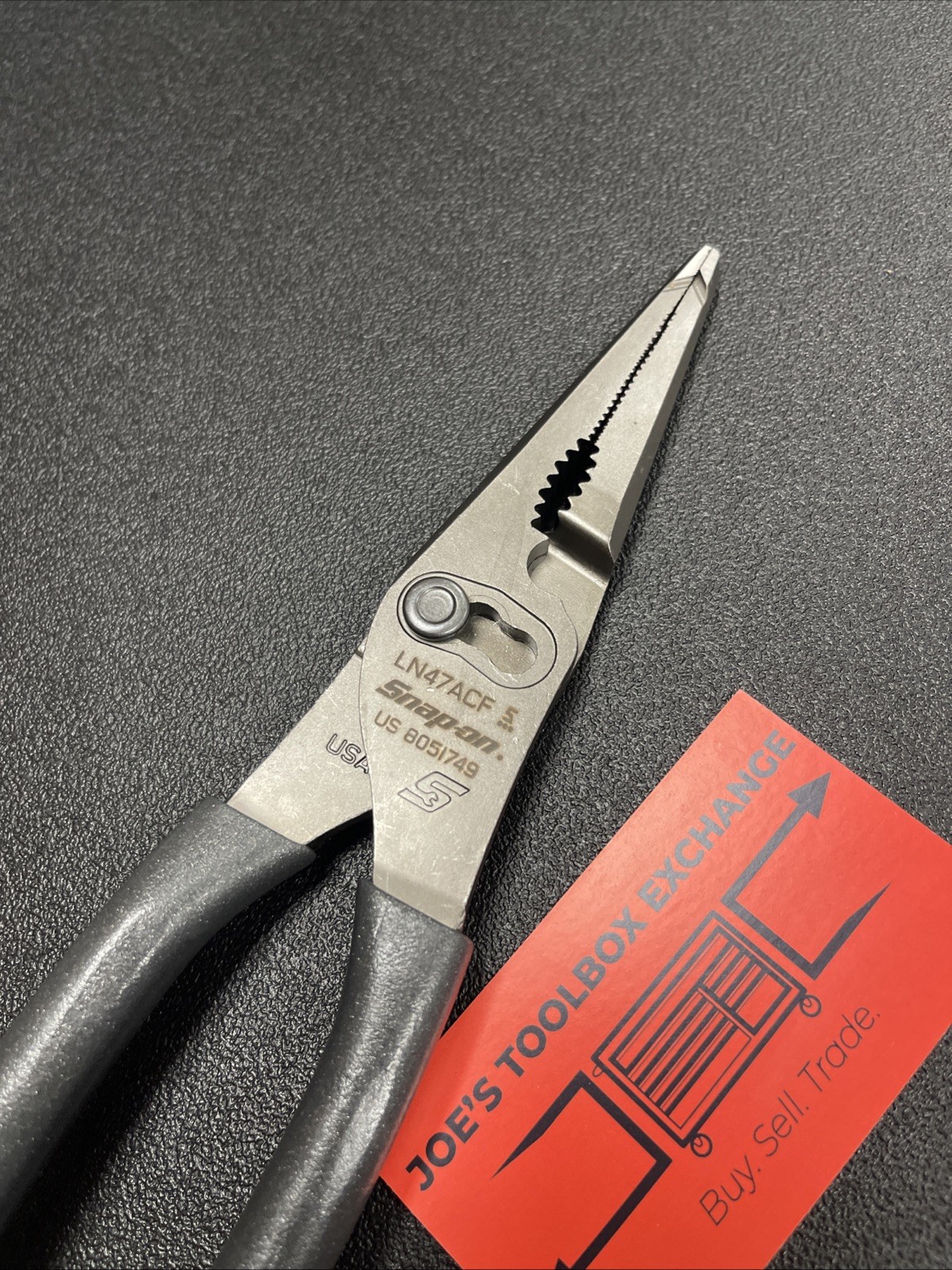 Snap-On Tools USA NEW DARK TITANIUM Grip Long Nose Slip Joint Pliers LN47ACF