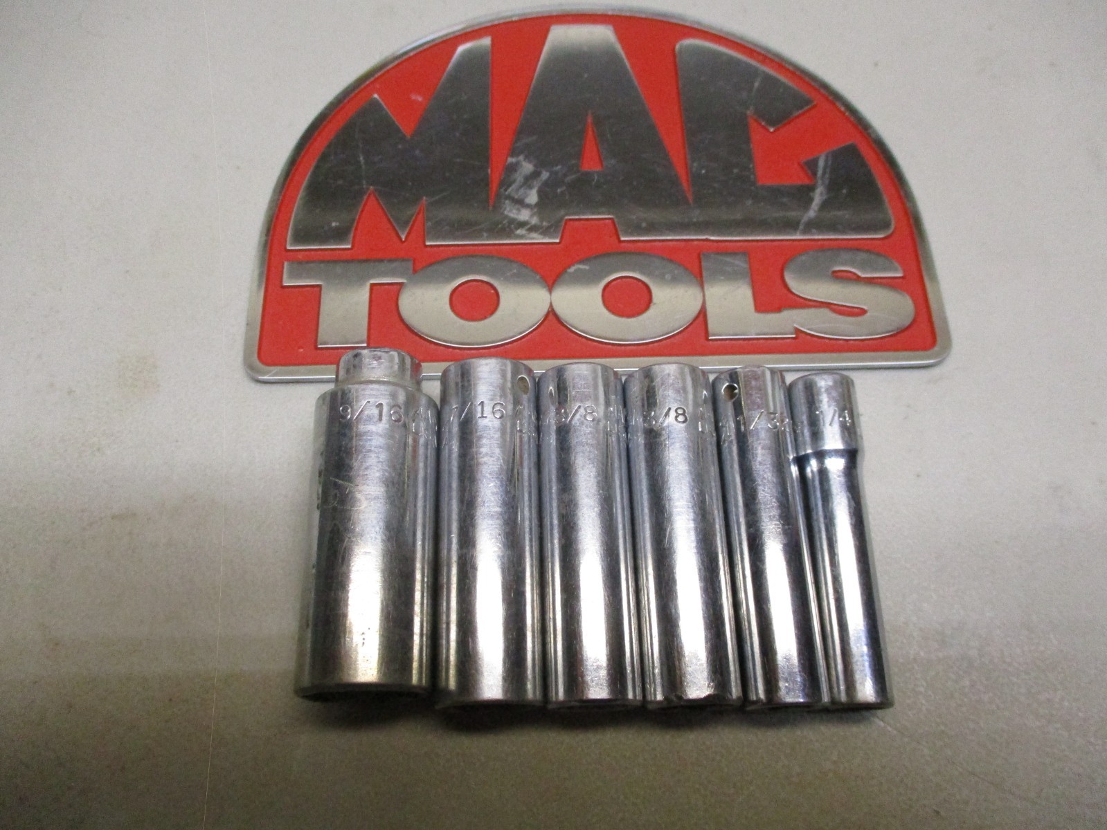 MAC TOOLS 1/4″ DP SOCKET 6PCS 1/4″ ,11/32″, 3/8, 7/16, 9/16 ALL 6PT, 1 3/8″ 12PT