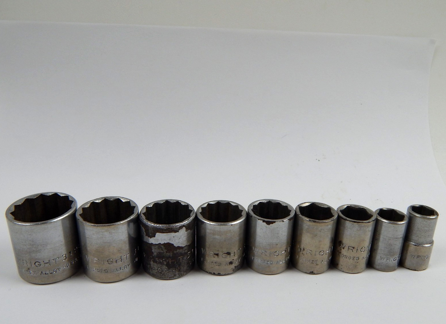 Vintage Wright Tools 3/8” Drive Shallow SAE Sockets 3/8″ to 7/8″ 3012 to 3128