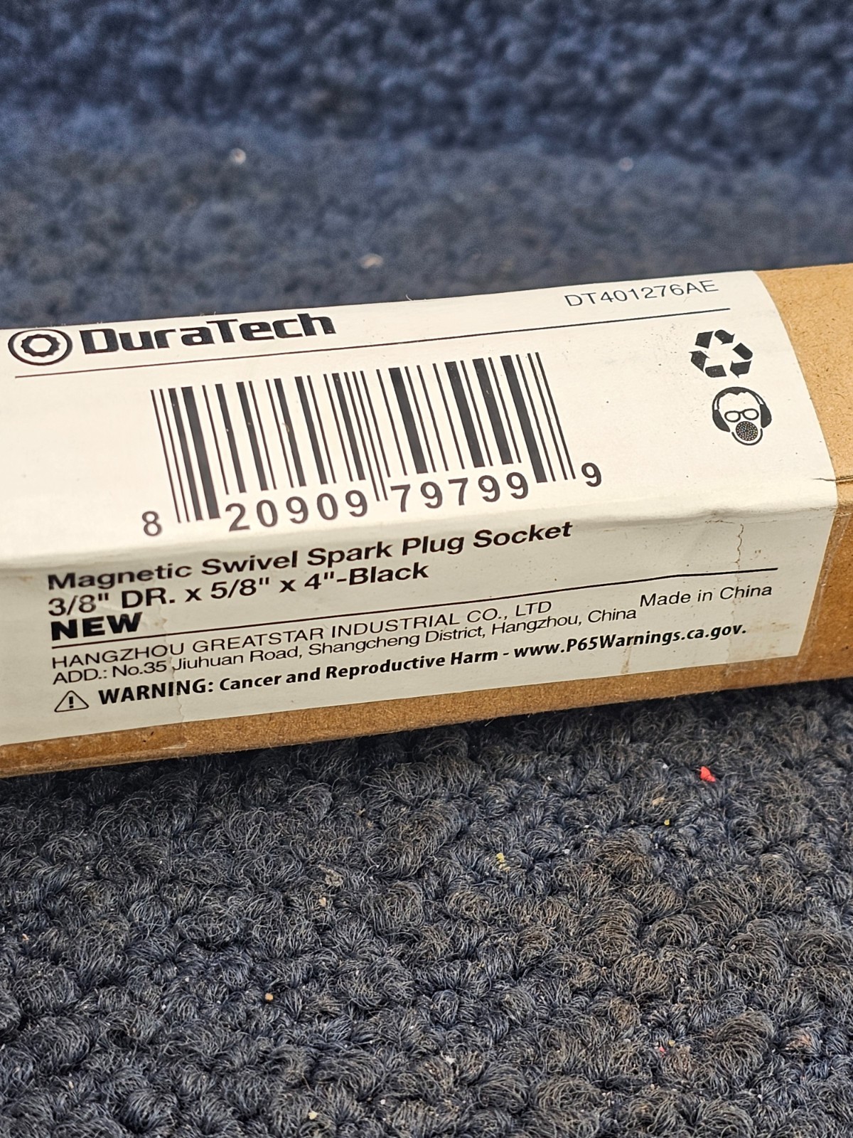 DuraTech DT401276AE: 5/8″ Magnetic Swivel Spark Plug Socket 3/8″ Dr x 4″ 12 Pt