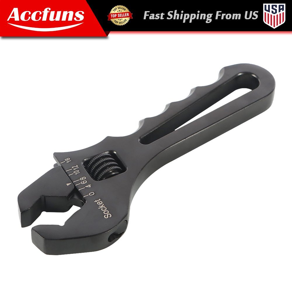 For Hose End Fitting 3AN-16AN Aluminum Black Adjustable Wrench Tool Spanner