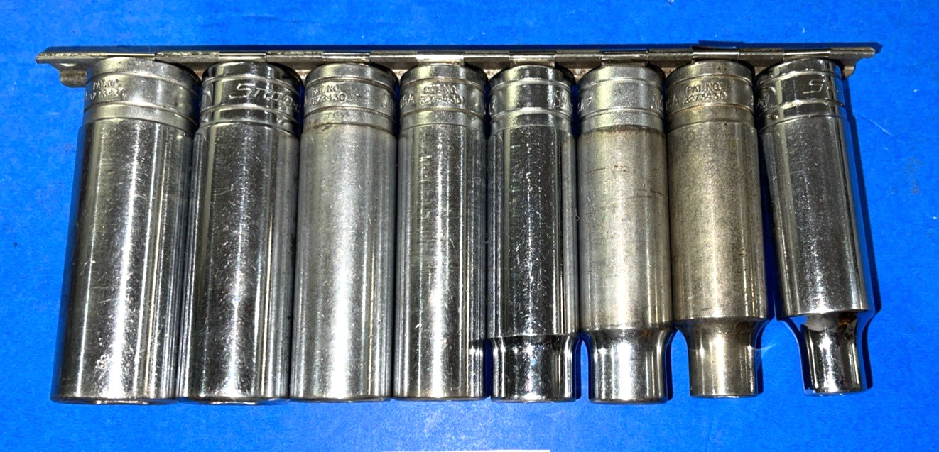 SNAP-ON TOOLS 13 PIECE 1/2 DRIVE SAE. DEEP CHROME SOCKET SET 6 POINT 313TSYA